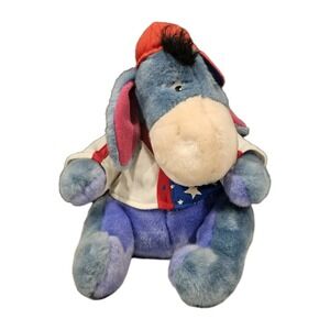 Disney Store Patriotic Eeyore Plush 11" Red White Blue Shirt Hat Removable Tail